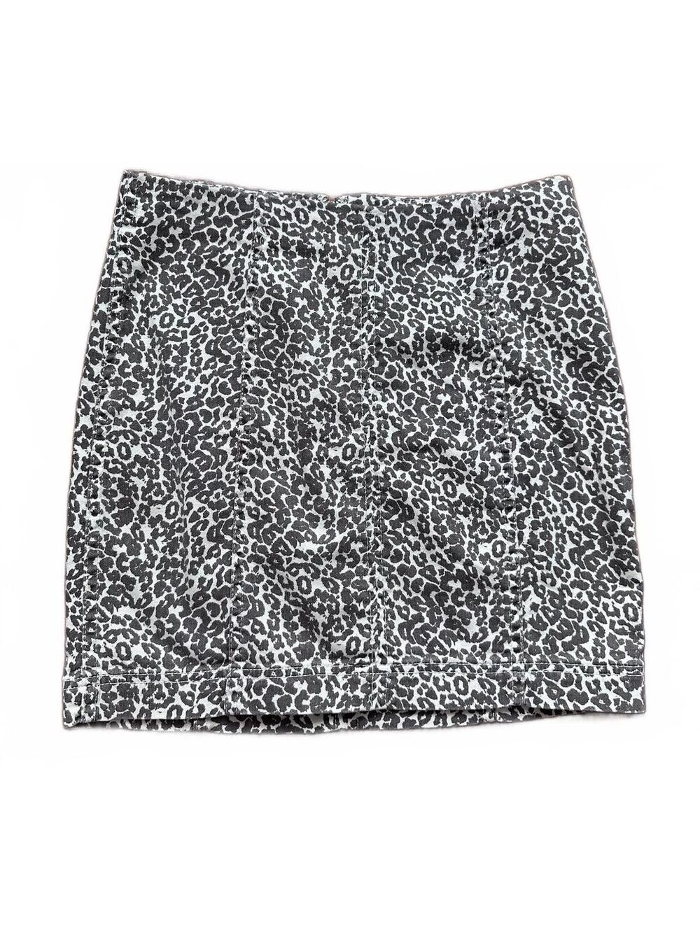 Free People Faded Gray Leopard Print Mini Skirt Animal Print, 6